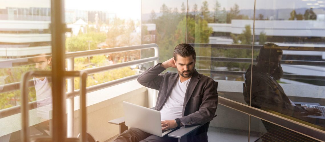 Male Employee Working Outside